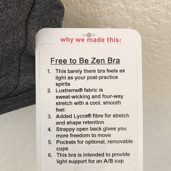 NWT HBLK LULULEMON FREE TO BE ZEN BRA - - Size 10 - Picture 5 of 8